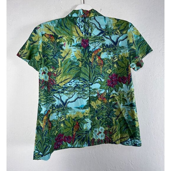 Tori Richard Honolulu Cotton Lawn Button-Up Tropical Hawaiian Shirt Large Green - Picture 2 of 7